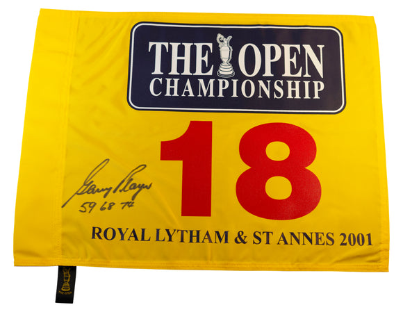Gary Player Signed 2001 (British) Open Championship Pin Flag - Inscribed with Championship Winning Years 