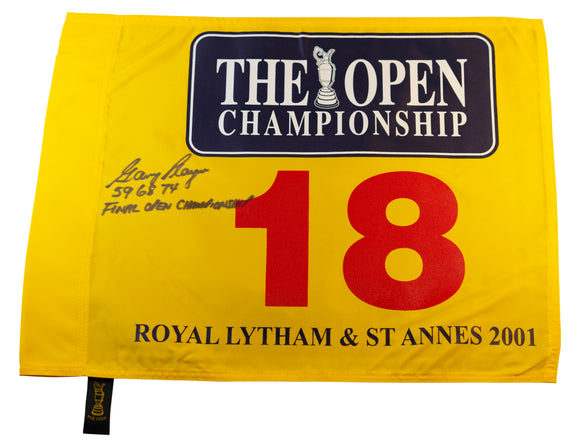 Gary Player Signed 2001 (British) Open Championship Pin Flag - Inscribed 