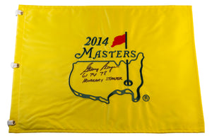 Gary Player Signed 2014 Masters Pin Flag - Inscribed "61 74 78" and "Honorary Starter"