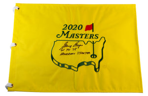 Gary Player Signed 2020 Masters Pin Flag - Inscribed "61 74 78" and "Honorary Starter"
