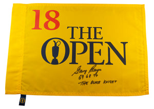 Gary Player Signed Undated (British) Open Championship Pin Flag - Inscribed "59 68 74" and "The Black Knight"