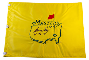 Gary Player Signed Undated Masters Pin Flag - Inscribed with Masters Winning Years "61 74 78"
