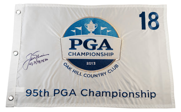 Jack Nicklaus Signed 2013 PGA Championship Pin Flag - Inscribed with PGA Championship Winning Years 