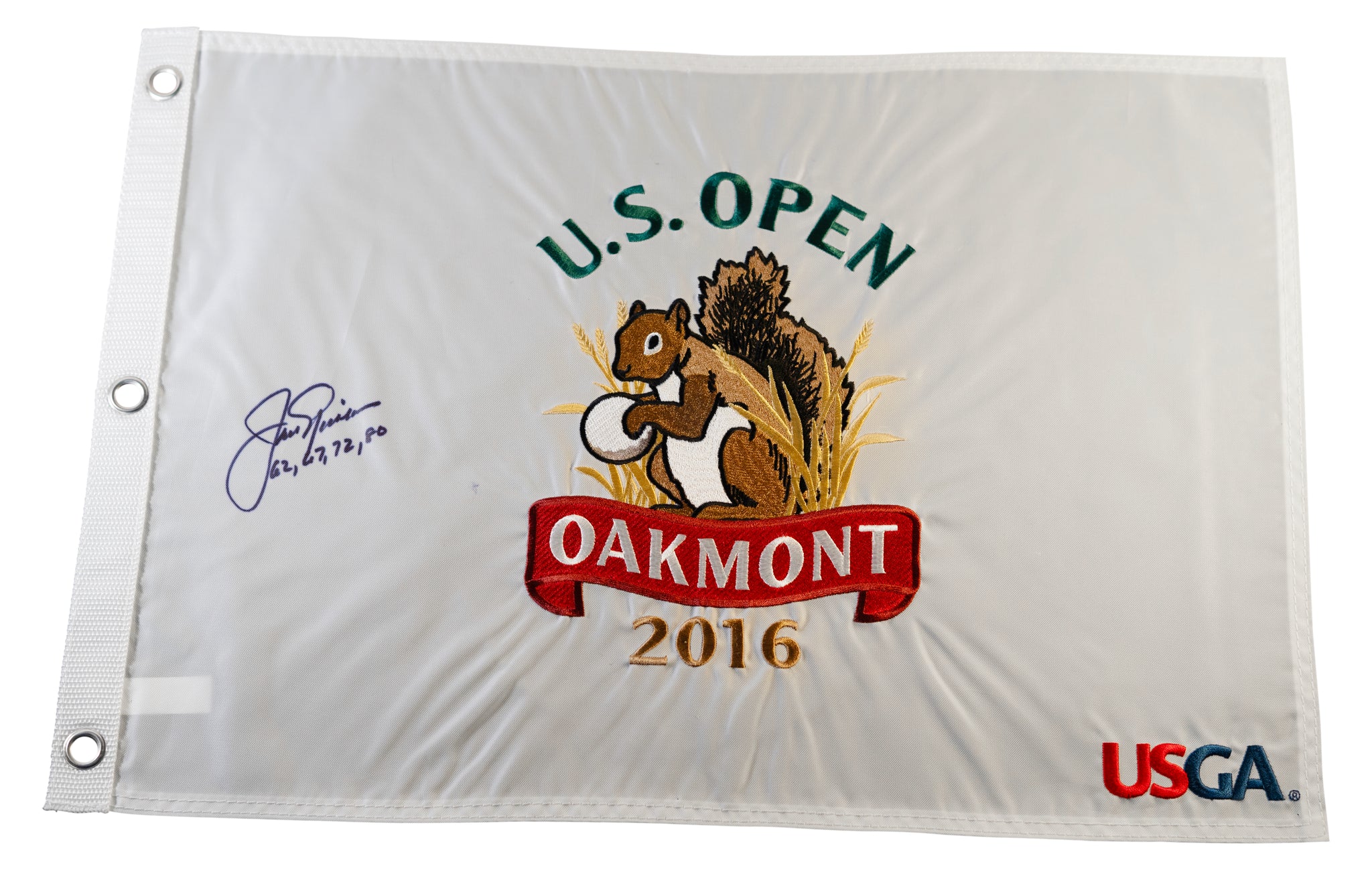 Jack Nicklaus Signed 2016 US Open Pin Flag Inscribed with US Open Wi