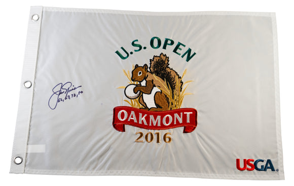 Jack Nicklaus Signed 2016 US Open  Pin Flag - Inscribed with US Open Winning Years 