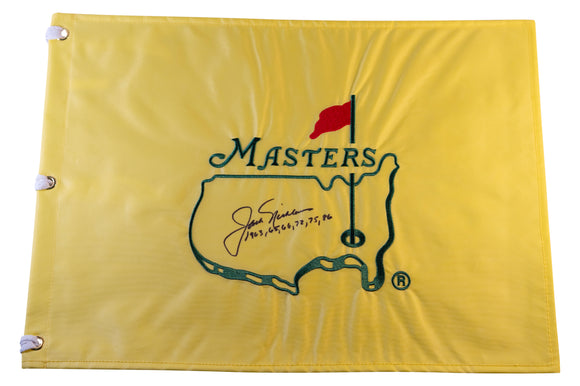 Jack Nicklaus Signed Undated Masters Pin Flag - Inscribed with Masters Winning Years 