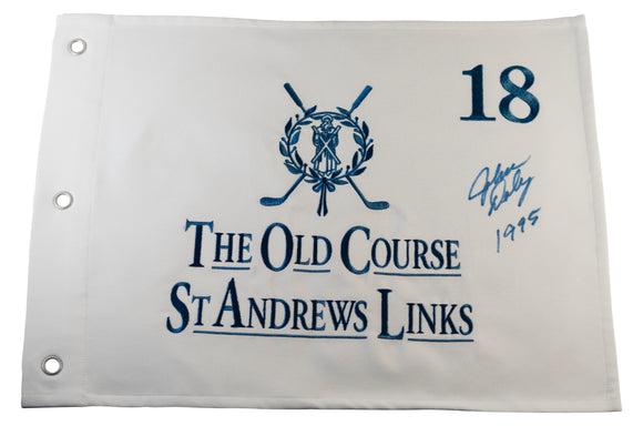 John Daly Signed St Andrews Golf Links Pin Flag - Inscribed with Open Championship Winning Year 
