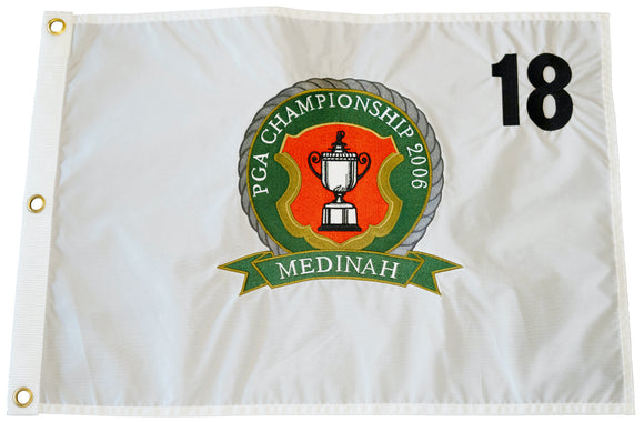 Limited Edition (White) 2006 PGA Championship Official Embroidered Pin Flag - Medinah Country Club (Course No. 3)