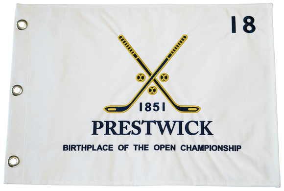 Prestwick Golf Club Official White Embroidered Pin Flag