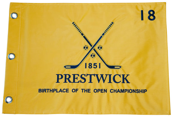 Prestwick Golf Club Official Yellow Embroidered Pin Flag