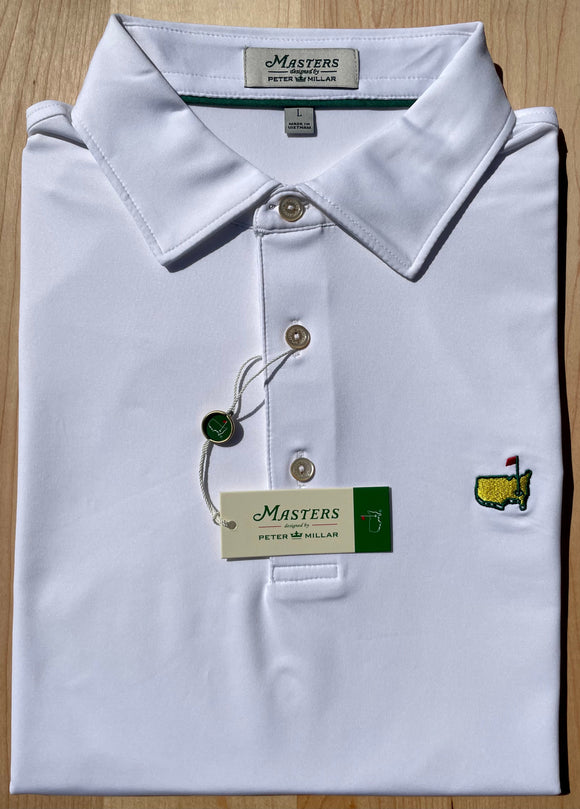 Masters Peter Millar White Solid Men's Polo Shirt (Size: Medium)