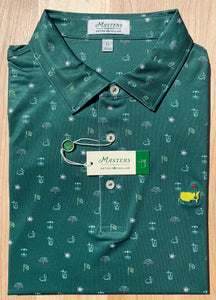 Masters Peter Millar Green Icons Print Men's Polo Shirt (Size: Extra Large)