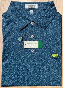 Masters Peter Millar Navy Course Print Men's Polo Shirt (Size: Extra Large)