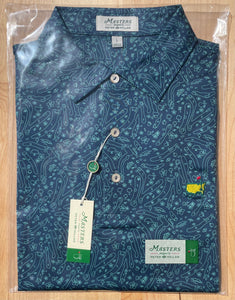 Masters Peter Millar Navy Course Print Men's Polo Shirt (Size: Large)