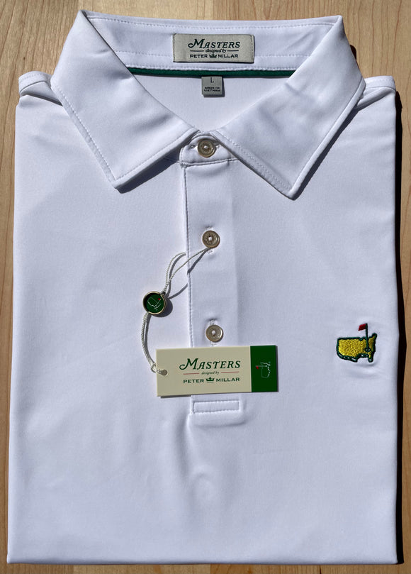 Masters Peter Millar White Solid Men's Polo Shirt (Size: Large)